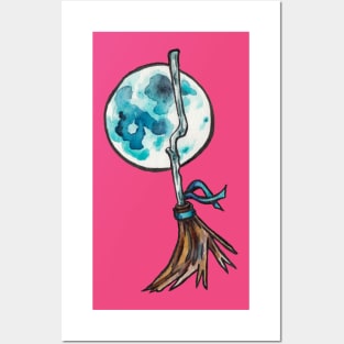 Blue Moon Witch's Broom Posters and Art
